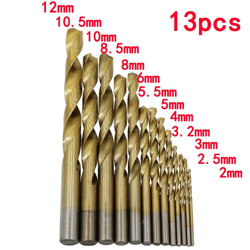 13Pcs ƼŸ  HSS  ö 帱 Ʈ Ʈ  2mm 2.5mm 3mm 3.2mm 4mm 5mm 5.5mm 6mm 8mm 8.5mm 10mm 10.5mm 12mm